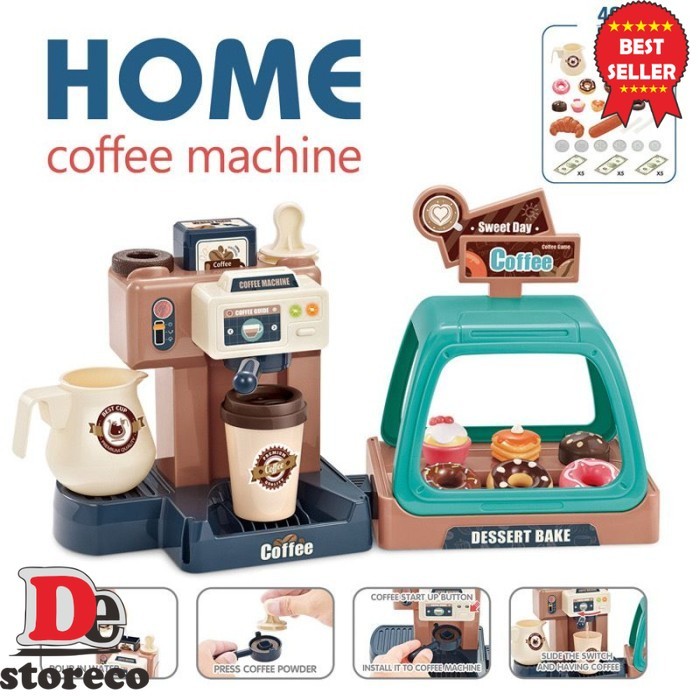 (PDT) Mainan HOME COFFEE MACHINE Coffee Shop Kasir Tempat Dessert Pretend - Tanpa Bubble