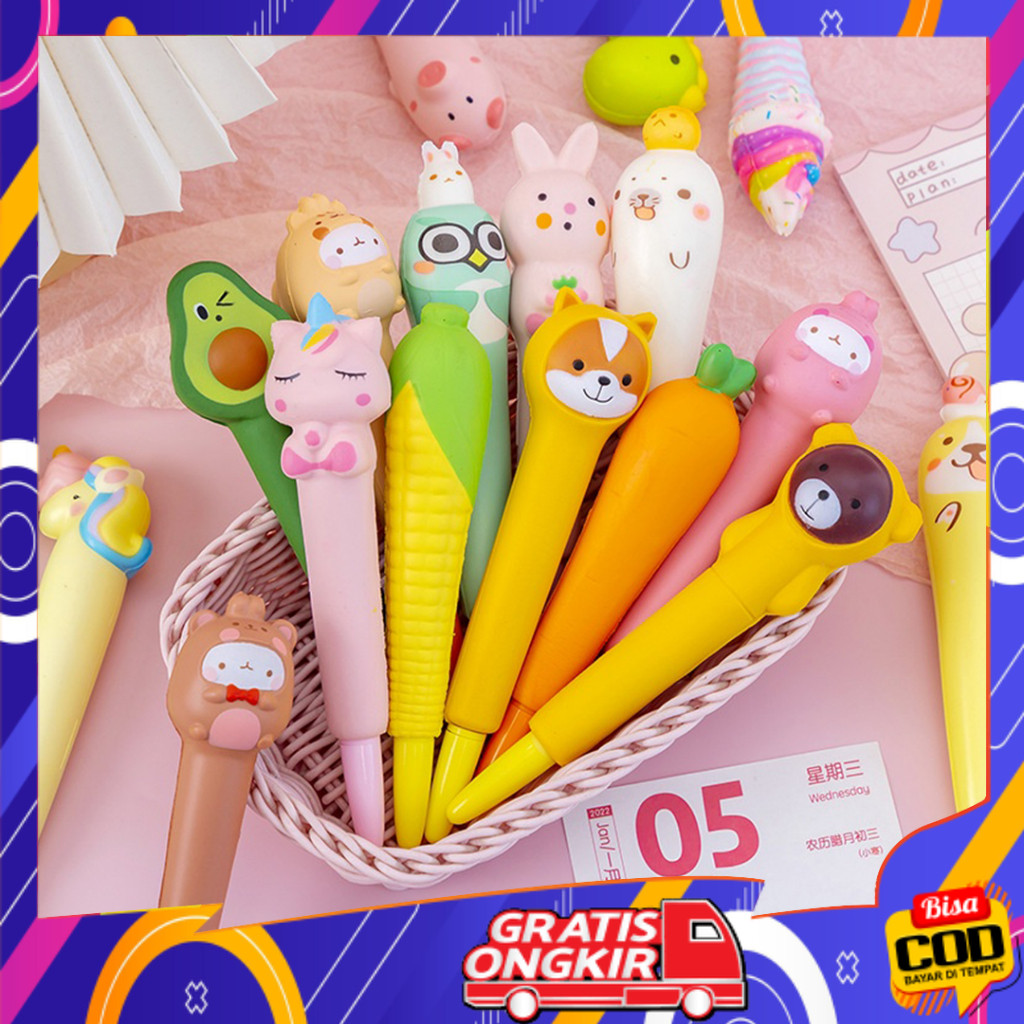 

(1) COD Pulpen Gel Model Squishy / Alat Tulis Ballpoint Pen Karakter Lucu Mainan Anak P16