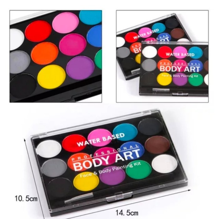 

Cat Wajah/Tubuh Face Painting 12 Colors Free 2 Brush Kuas - 5 pcs Kuas
