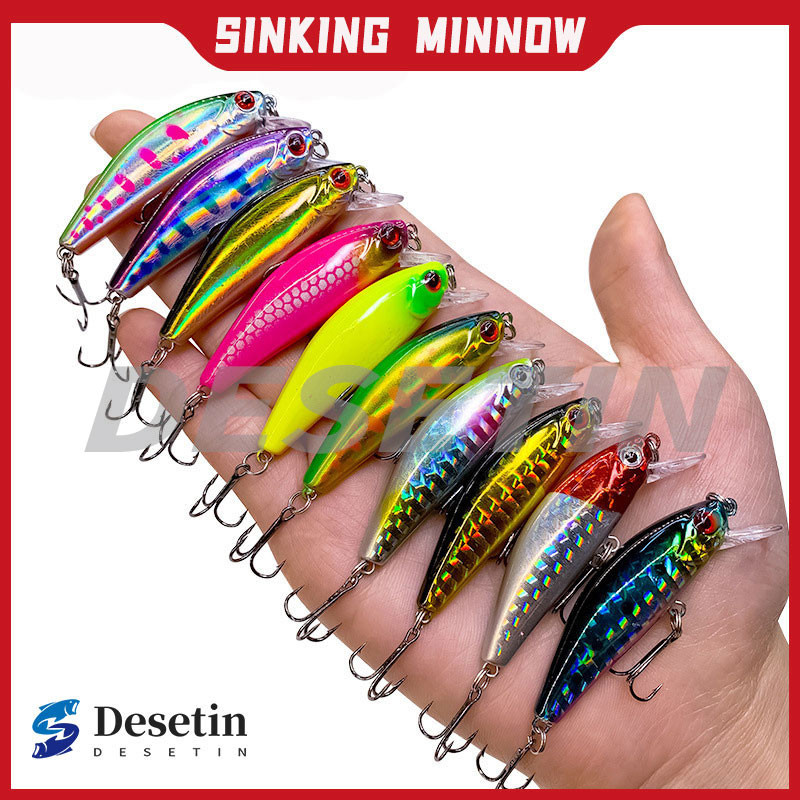 Umpan Lure Minnow Slow Sinking Fishing Bait Set Tackle Lure Hook Fishing Lure Fishing Accessories DE