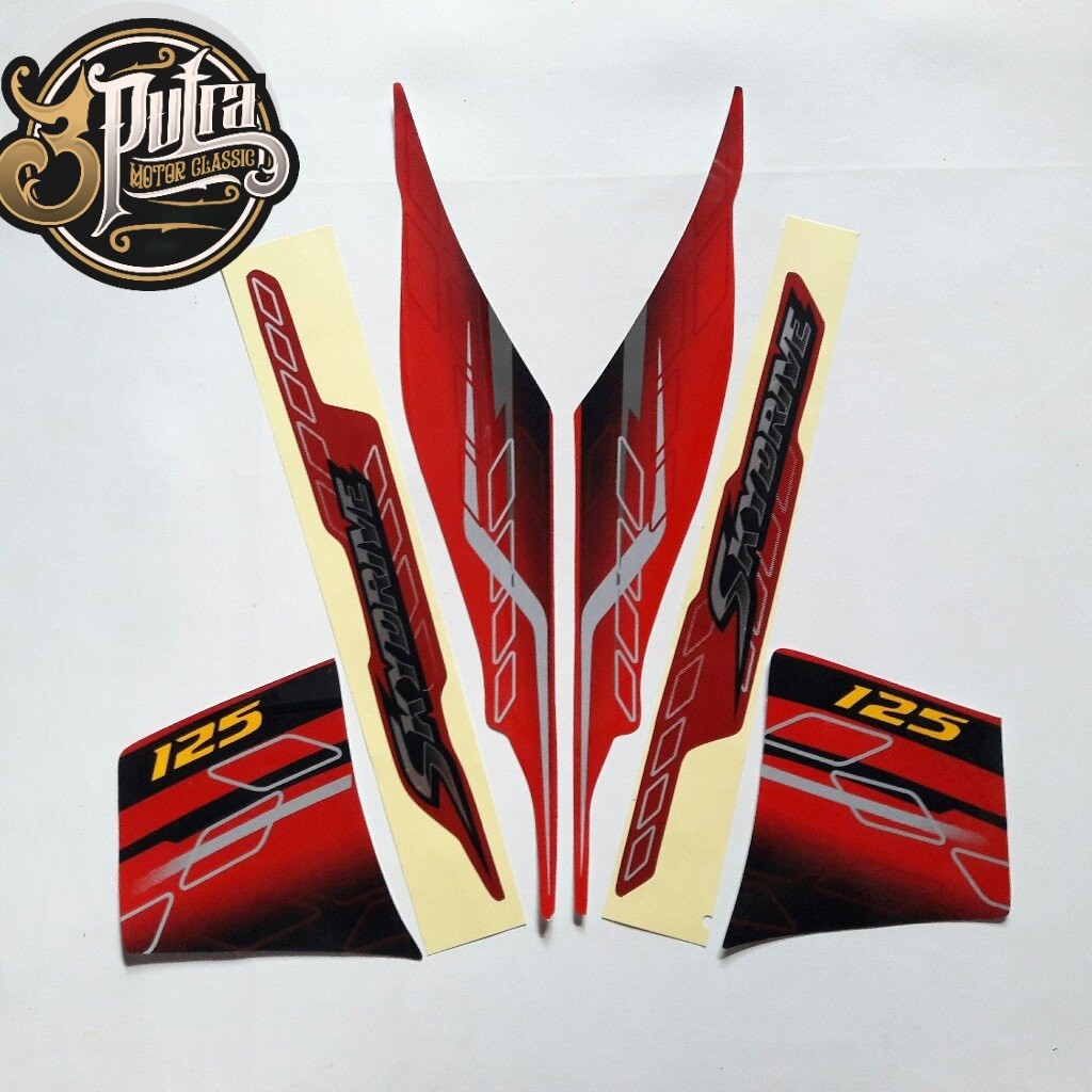 Original Asli STRIPING STICKER LIS LES POLET Suzuki SkyDrive 125 2009 merah stiker motor berkualitas