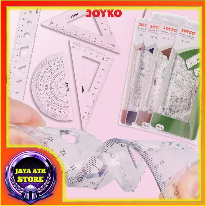 

Joyko Ruler Penggaris RLS-PS4 Penggaris Lentur Penggaris Elastis 1 Set 4 Pcs
