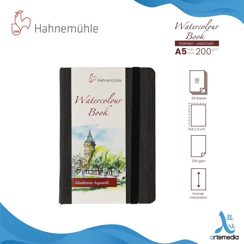 

Gramedia Surabaya - Hahnemuhle Watercolor Journal A5 Paper Book portrait /10628365