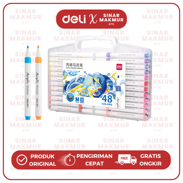 

[New Arrival] Spidol Akrilik/Acrylic Marker Bullet Tip 48 Warna Deli HM108-48 (Set)