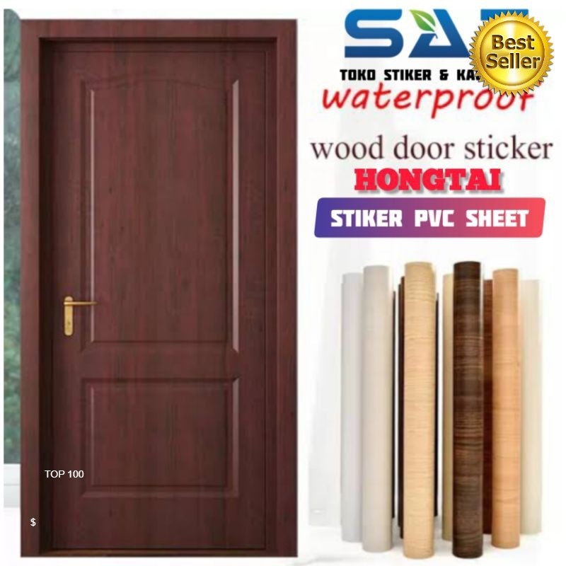 Wallpaper Sticker Pintu Kayu Triplek Rumah Kamar Tidur Mandi Anti Air Premium Berperekat L-120Cm