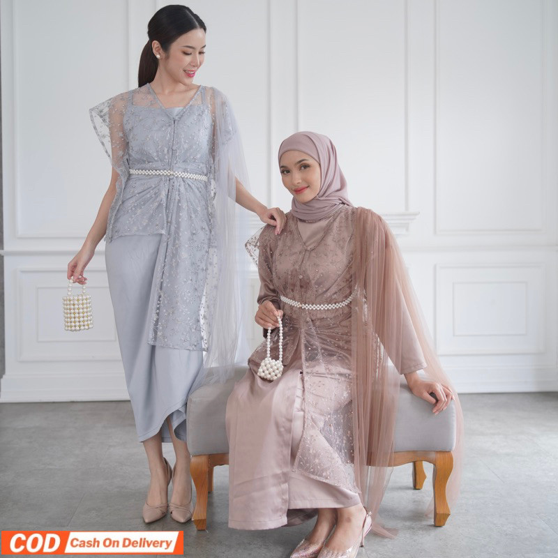 Amaryllis Set by NAMÈLIS - SUDAH SATU SET DAN FREE BELT Outfit Dress Set Hijab Non Hijab untuk Pesta