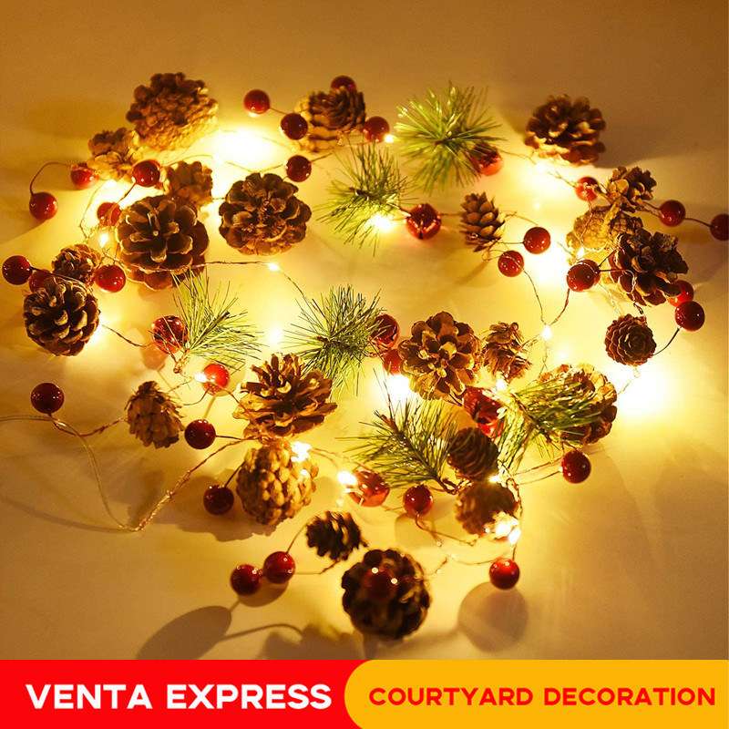 

Christmas LED String Light Outdoor Waterproof Pine Cone Light Battery Box LED Copper Wire Fairy Garland Patio Decorate Lamp
