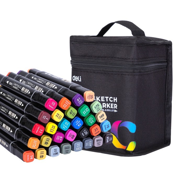 

Deli Sketch Marker Set 30 2 Tip CHSEL & BULLET