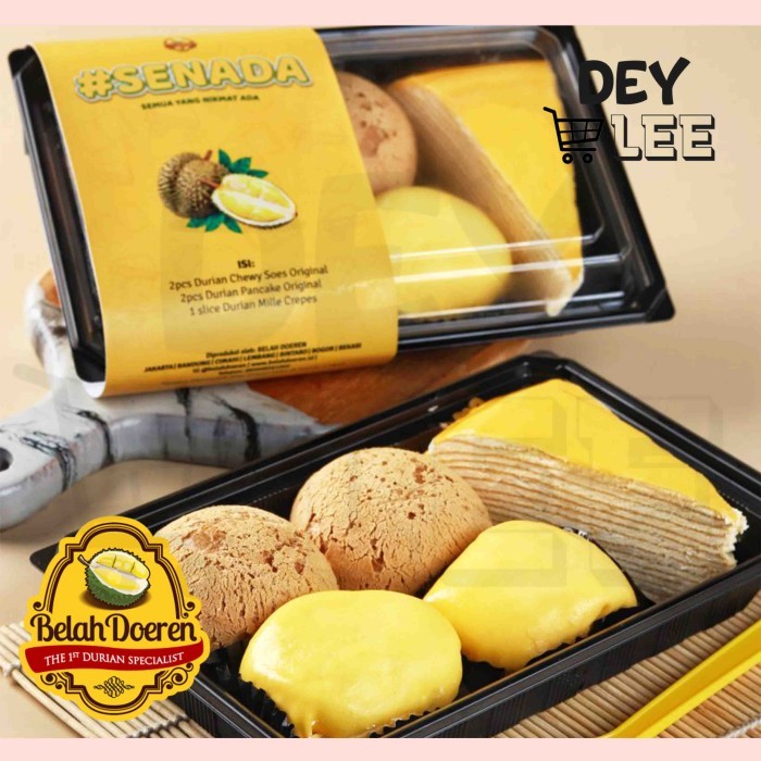 

BELAH DOEREN Paket Senada Durian Pancake Chewy Soes Mille Crepes Slice FROZEN Bandung