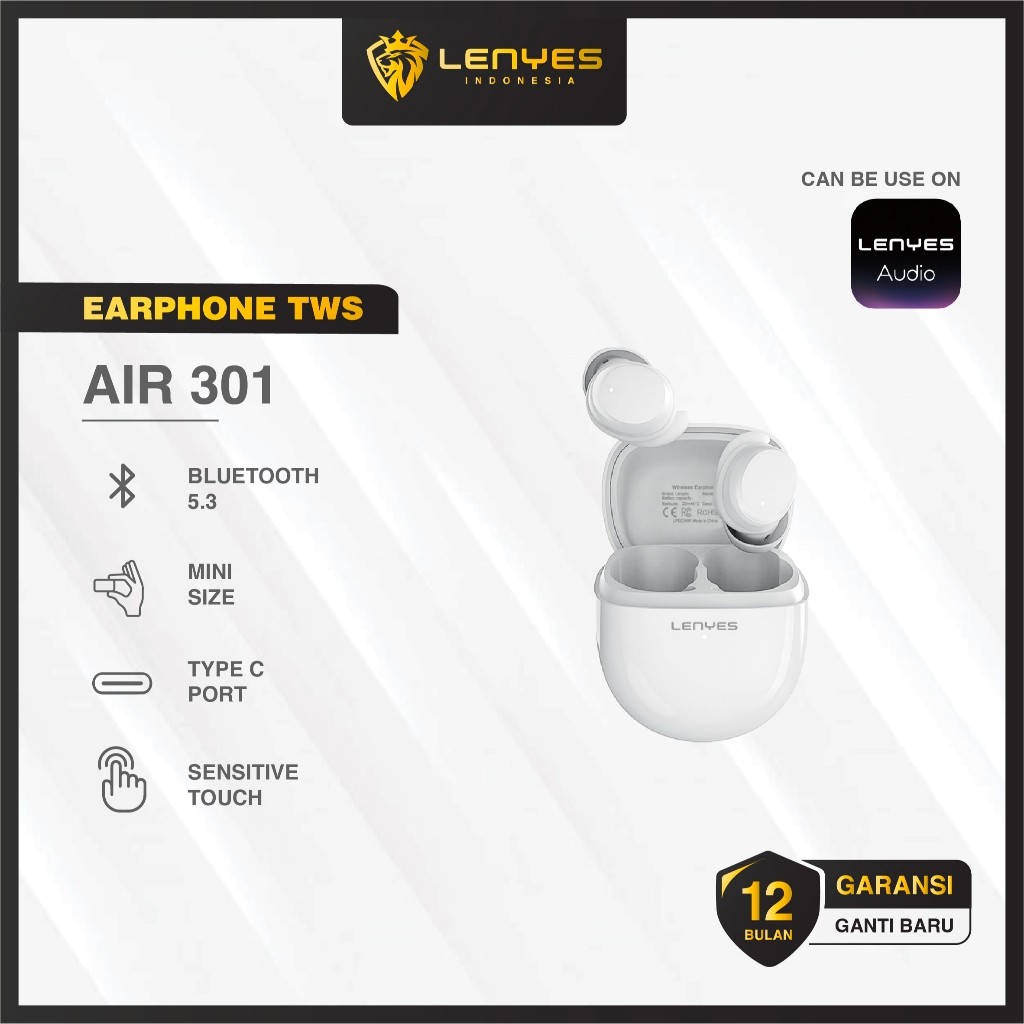 Earphone LENYES AIR 301 TWS Wireless  Bluetooth 5.3 Mini Earbuds Suitable For Sleeping Smart Touch Hifi Stereo Headset