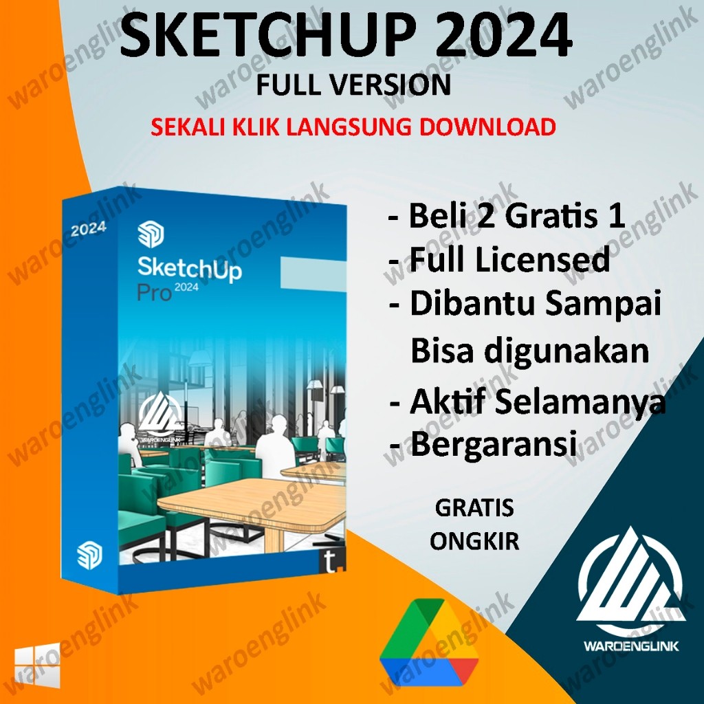 Sketchup PRO pilih type di variasi Sketchup terbaru lifetime BERGARANSI