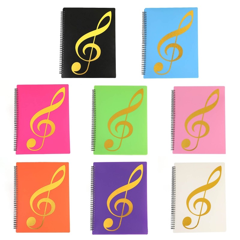 

A4 File Folder Waterproof Spiral-bound Sheet Music Binder 10 x 13 Inches 20 Sleeves Double Sided for Violinist Pianists