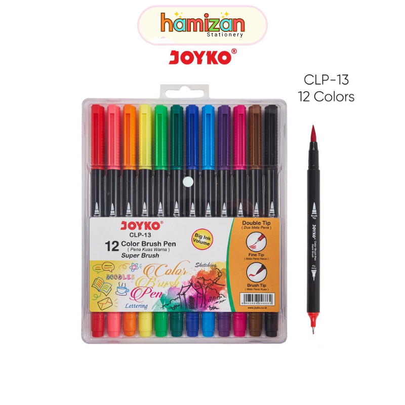 

Joyko Super Brush Pen 12 Color + Fine tip ( 2 in 1 ) Clp-13 Clp13 / Color Brush Pen Pena Kuas Warna Joyko CLP-13 - CLP-13 12Warna Murah Berkualitas
