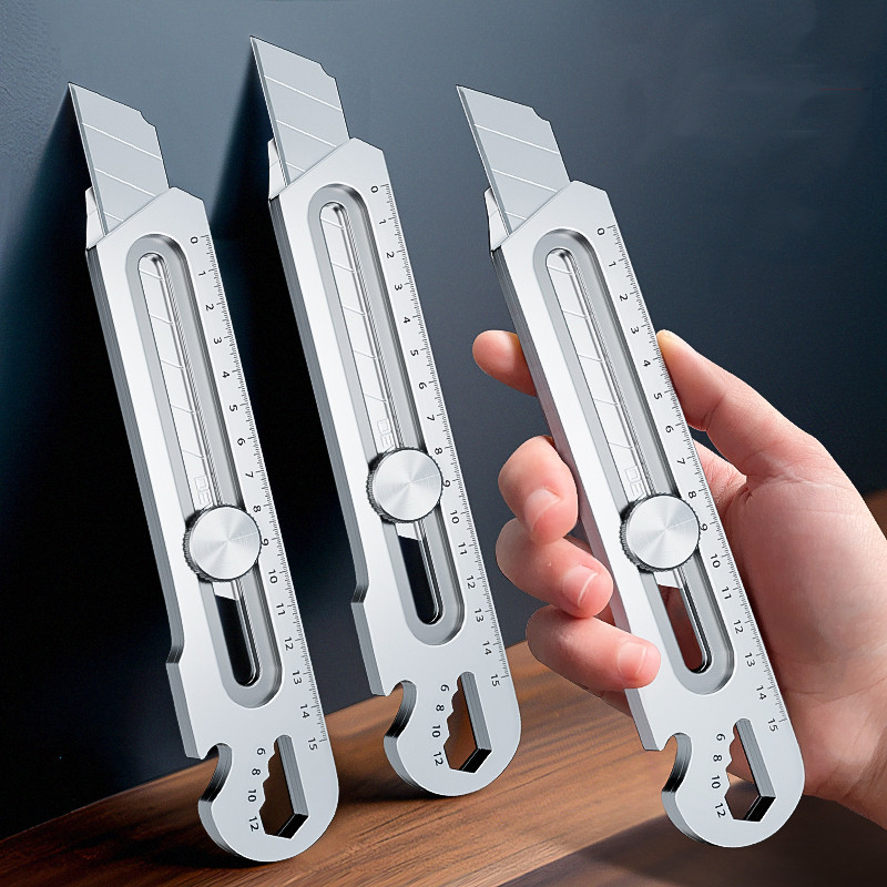 

Multifunctional Utility Knife 6 in 1 Stainless Steel нож канцелярия Stationery All Purpose Cutter Bottle Tin Opener Screw Ruler