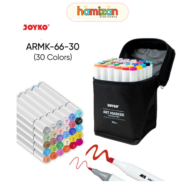 

30 PCS JOYKO SPIDOL TOUCH ART MAKER / GRAPHIC ART MAKER PEN COLOR / SPIDOL WARNA 30 SET ARMK-6630/ Art Marker Spidol Penanda Seni Berwarna Joyko ARMK-66-30 ~ 60 Colors - 30 Warna Murah Berkualitas