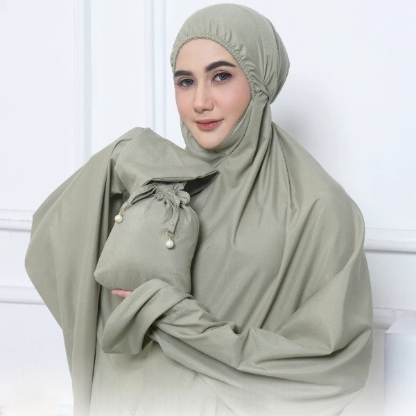 Mukena Terusan Dewasa Traveling Katun Polos