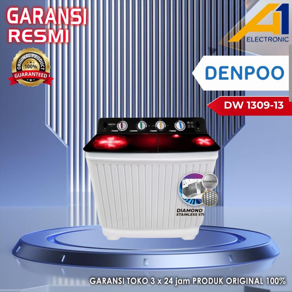 DENPOO Mesin Cuci DW 1309-13 / DW1309-13 , 2 Tabung 13 Kg