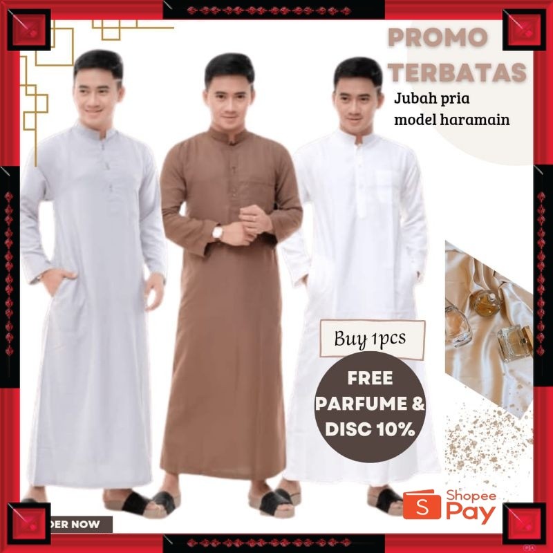 [PREMIUM ORIGINAL] JUBAH PRIA GAMIS PRIA JUBAH PRIA DEWASA HITAM POLOS MODEL AL HARAMAIN
