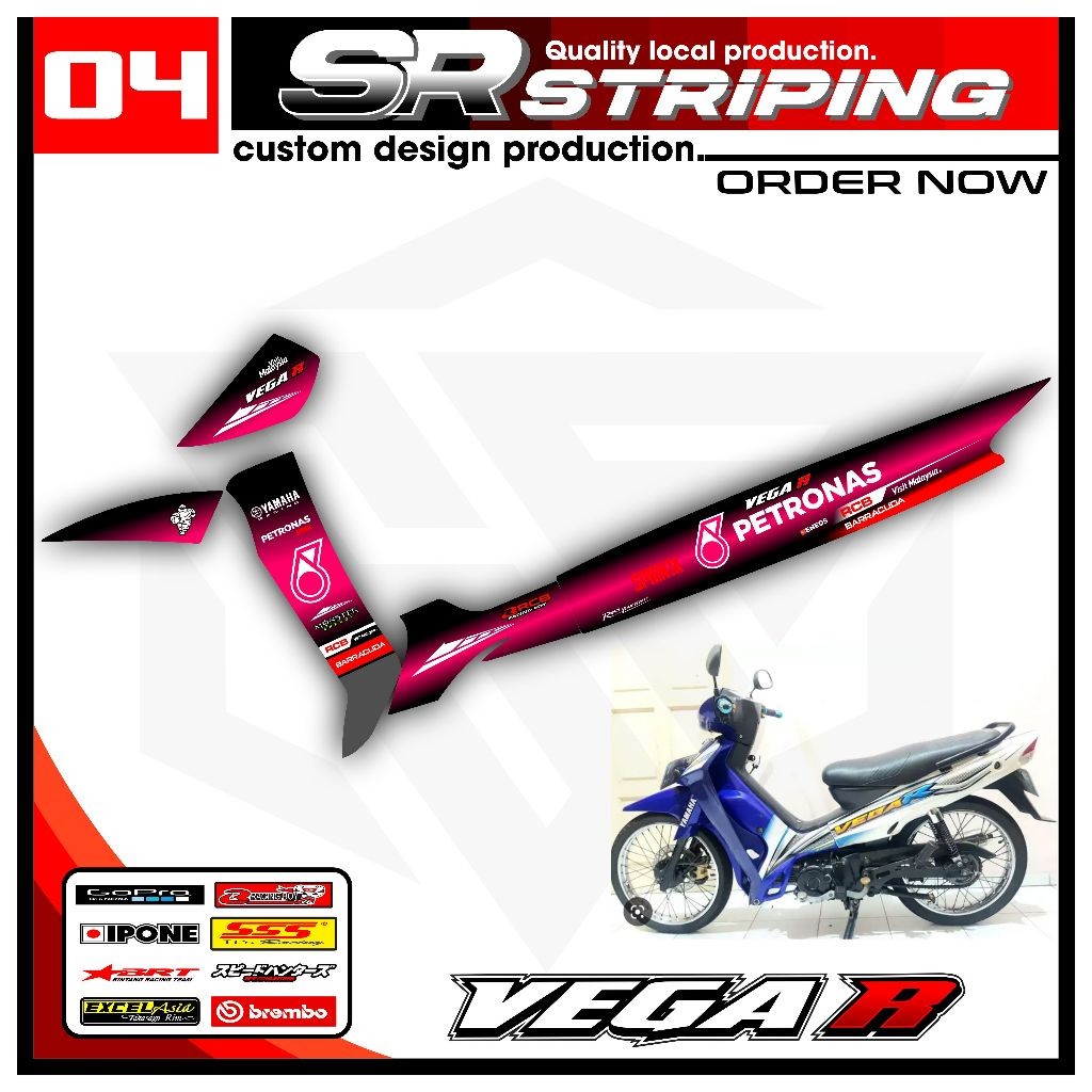 Striping Vega R LAMA - Sticker Striping Variasi List Motor Vega R LAMA Motif Petronas