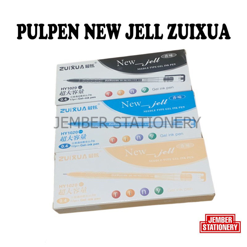 

(12pcs) Bolpen New Jell Hitam Biru Merah / gel ink pen zuixua apple