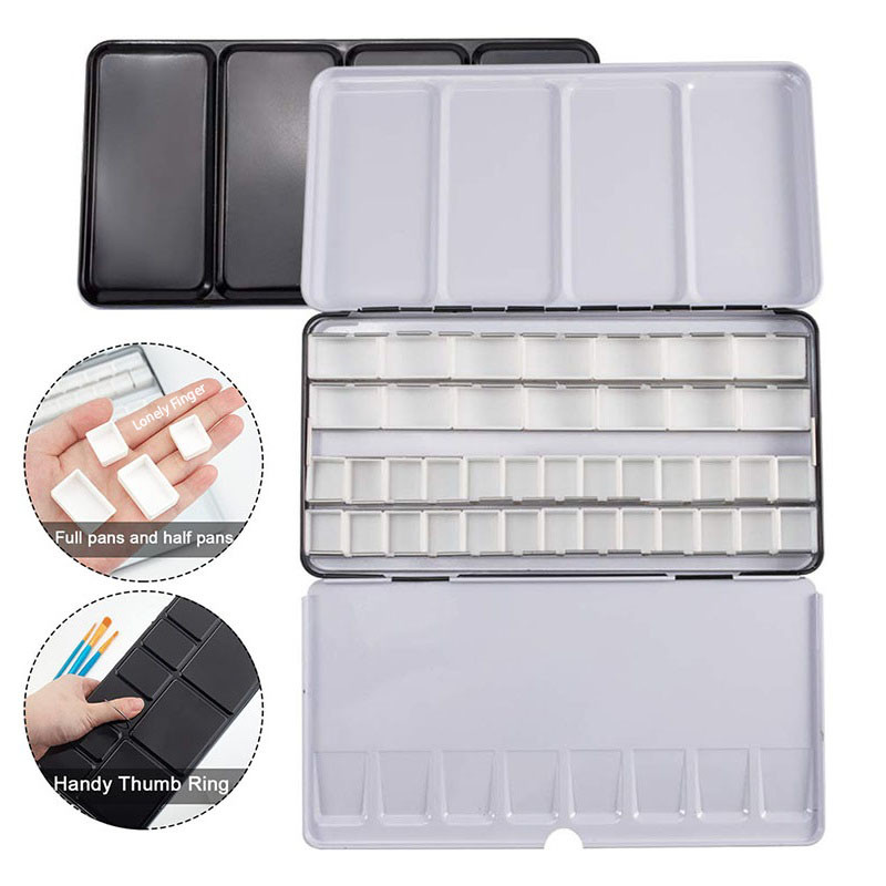 

Large Empty Watercolor Metal Tin Palette With 26 Half Pans 14 Full Pans For Artist Travel Watercolor Paints