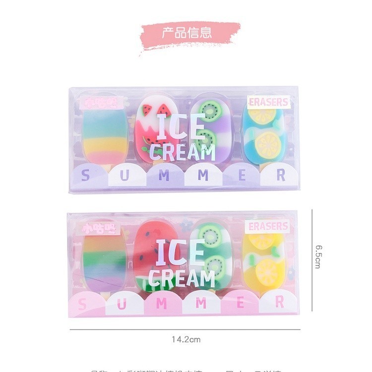 

Penghapus Pensil Karakter Es Krim Ice Cream Erazer Set 4pcs 846