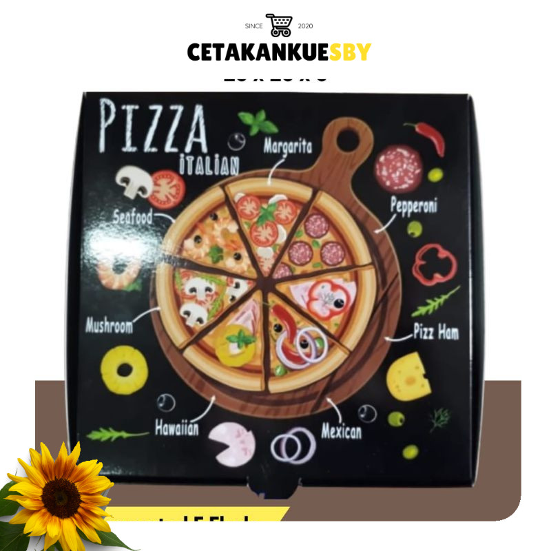 (CKS) Dus Pizza / Box Pizza Hitam Motif Ukuran 25cm