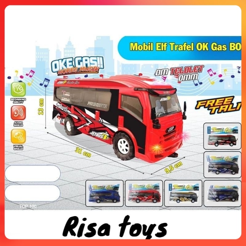 DT- MAINAN ANAK MOBIL ELF TRAVEL BUNYI OK GAS FREE TALI / MAINAN BUS TRAVEL ELF MUSIK DAN LAMPU