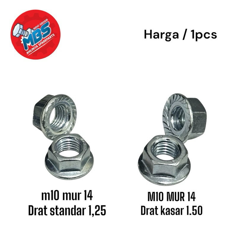 AKS BOS BAUT gosir NUTS MUR M10 BAUT 14 DRAT 1,25 1,50 KASAR DAN HALUS MUR FLANGE cod