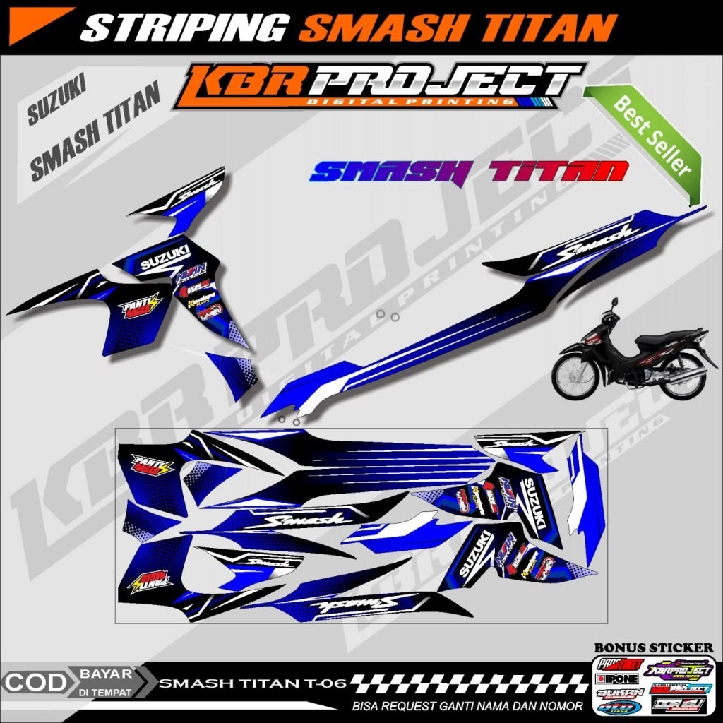 SMASH TITAN STIKER SRTIPING PREMIUM MOTOR KEREN STIKER LIS VARIASI SMASH TITAN STIKER MOTOR SUZUKI