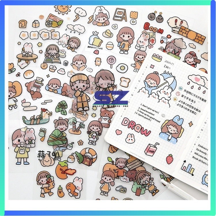 

Sticker stiker korea Waterproof PVC Dekorasi Botol Minum tumblr HP Laptop handbook scrapbook 2D Aesthetic