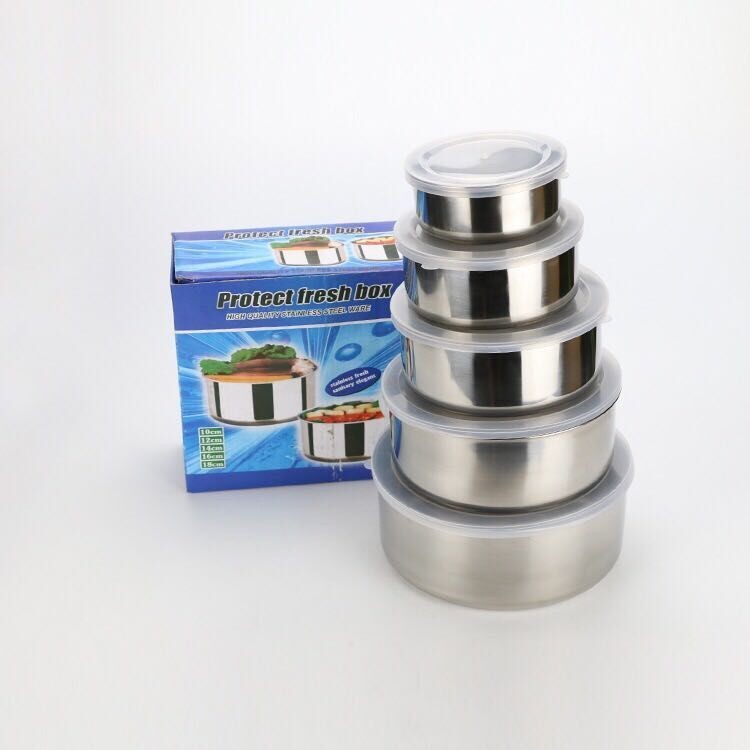 Rantang Stainless Steel Isi Set 5 Susun Tutupan Plastik Versi Tebal Import 866
