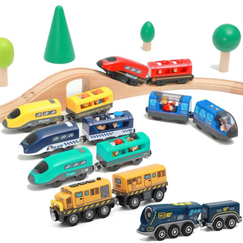 Electric Train Set Toys Model Train Electric Car Fit For Wooden Railway Wood Train Track Christmas G