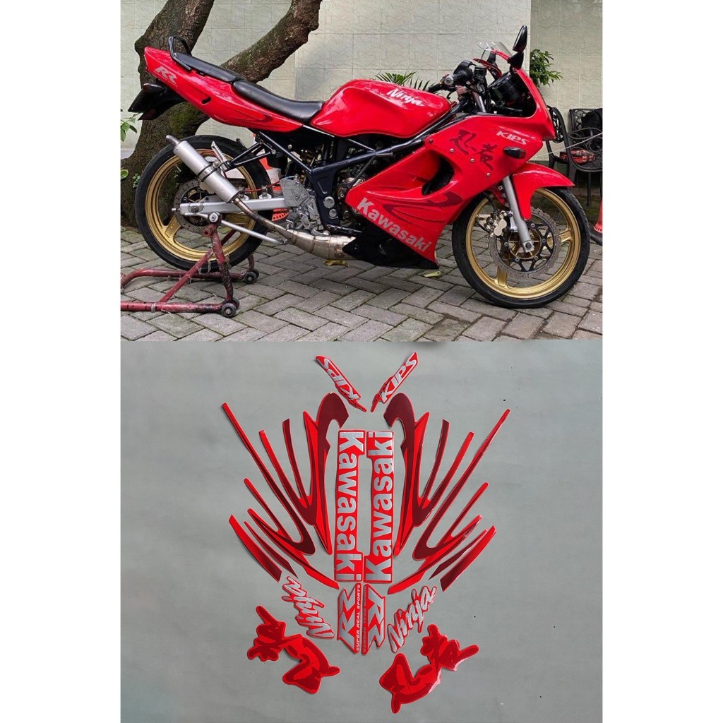 STRIPING STIKER MOTOR KAWASAKI NINJA RR 150 TAHUN 2010 MERAH