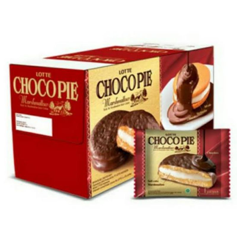 

( SSBjn ) LOTTE CHOCO PIE / BISKUIT CHOCOPIE COKLAT / SOFTCAKE MARSHMALLOW MURAH / SNACK COKELAT