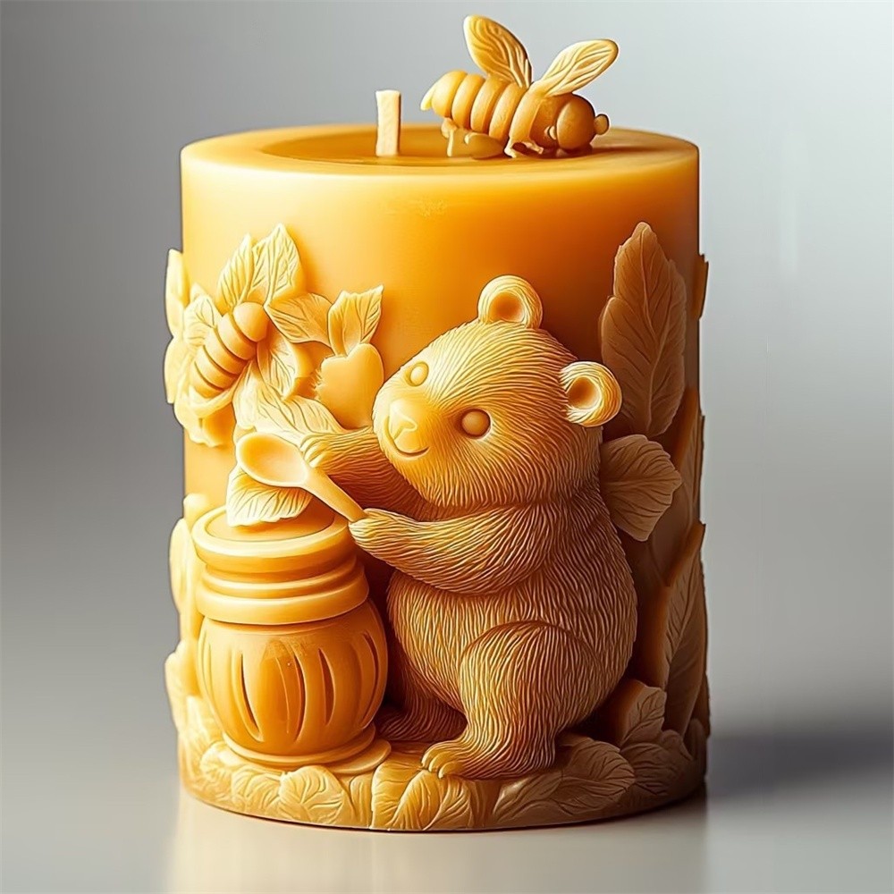 

Relief Bear Scented Silicone Candle Molds Honey 3d Bear Honeycomb Diffuser Stone Plaster Epoxy Resin Molds Candle Making Kit
