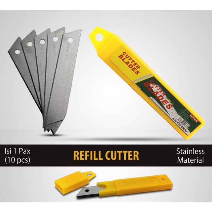 

SP4 Isi 10 Pcs Refill Cutter Blade Untuk Ukuran Besar 18mm Isi 10x 18 mm Super Tajam