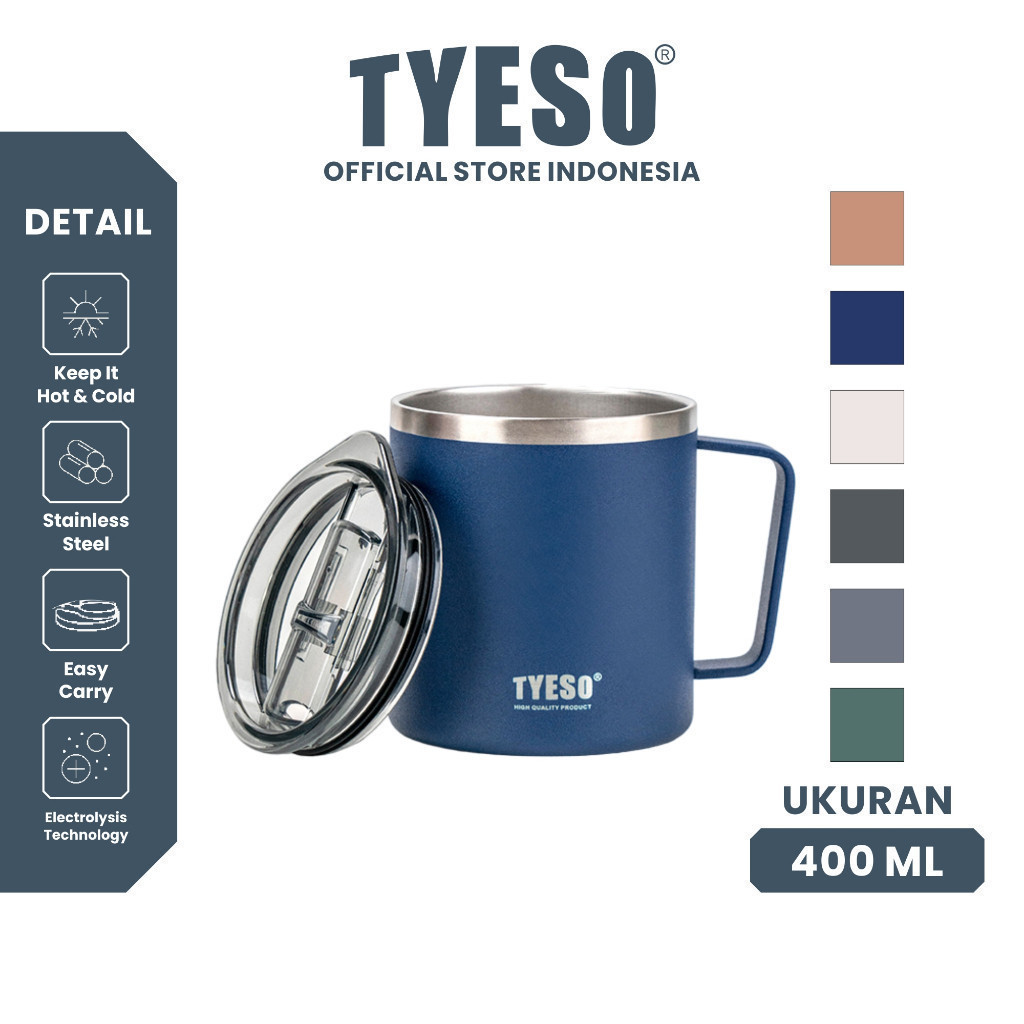 Tyeso Tumbler Gelas Stainless Steel 304 Cangkir Kopi 400ml TS-8789