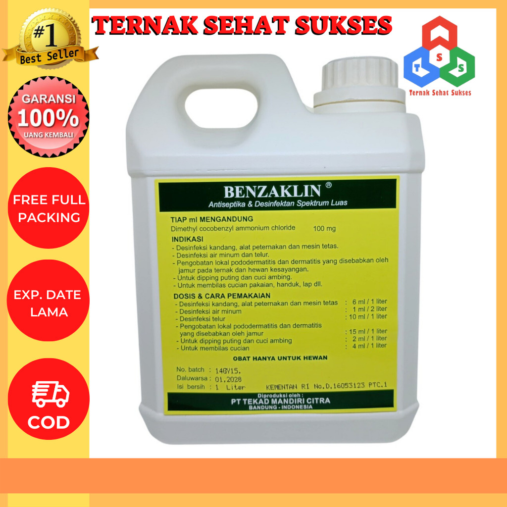 Benzaklin 1 Liter  - Desinfektan Anti Virus & Bakteri TSS1