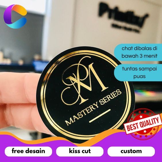 

Cetak INC SBGS 7-10 Print Cetak Custom Sticker Label Gold Stiker Logo Olshop Makanan Minuman