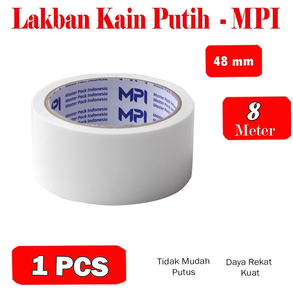 

Lakban Kain Putih UK 45 mm x 8 Meter / Colth Tape - MPI