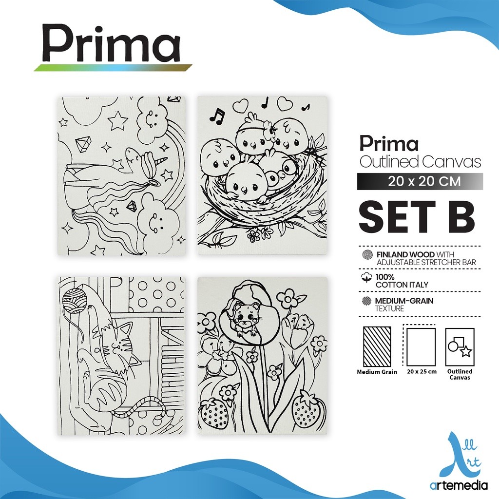 

Gramedia Surabaya - Prima Outlined 20x25cm Cotton Canvas SET 4