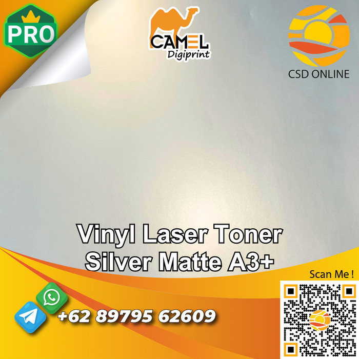 

Camel Digiprint Sticker Gold Silver Vinyl A3+ Laser Toner - ECER - Silver Matte