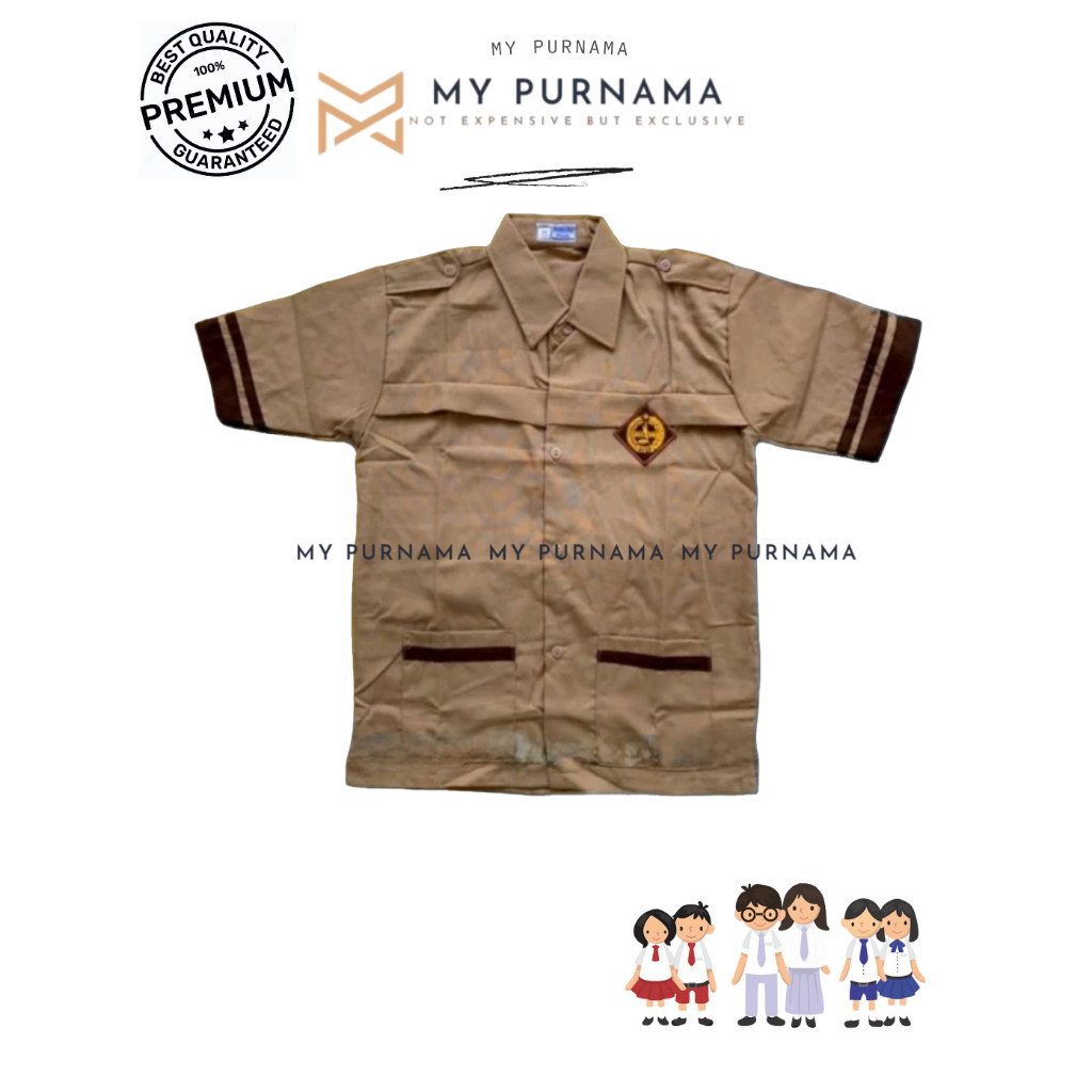 

Baju Pramuka SIAGA Lengan PENDEK Kemeja Seragam Sekolah SD Coklat Susu- Seragam Sekolah - My Purnama