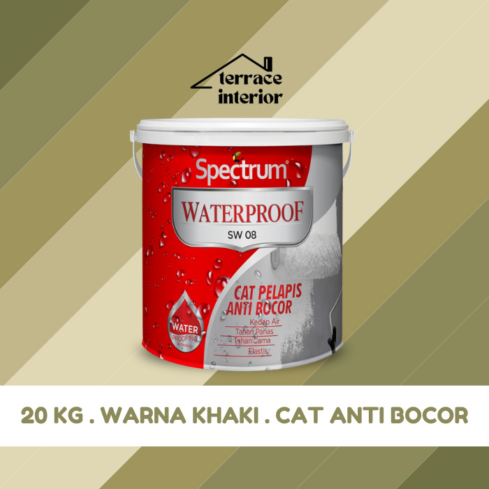 Cat Pelapis Anti Bocor Spectrum Waterproof Warna Khaki 20 KG