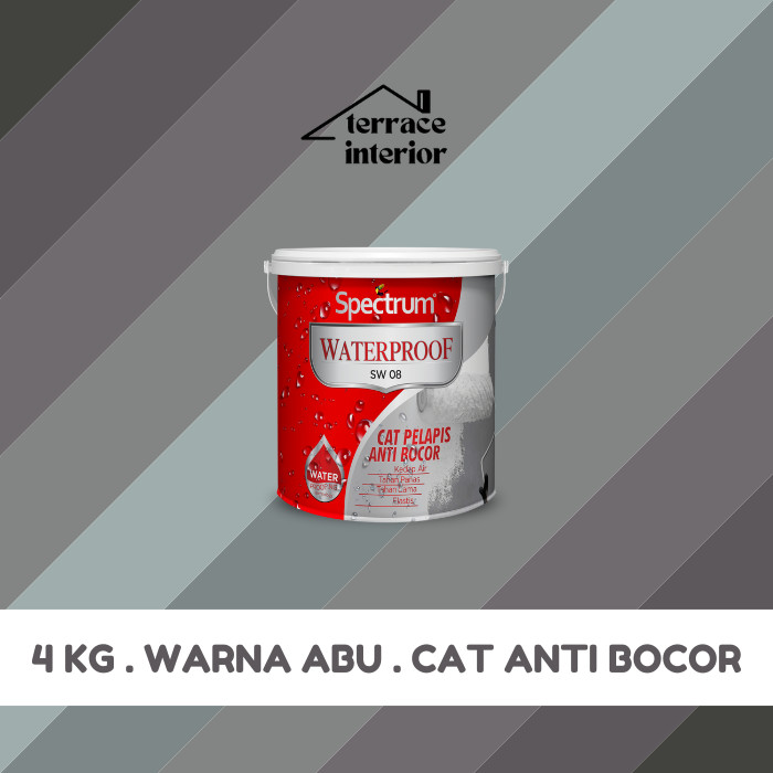 Cat Pelapis Anti Bocor Spectrum Waterproof Warna Abu 4 KG