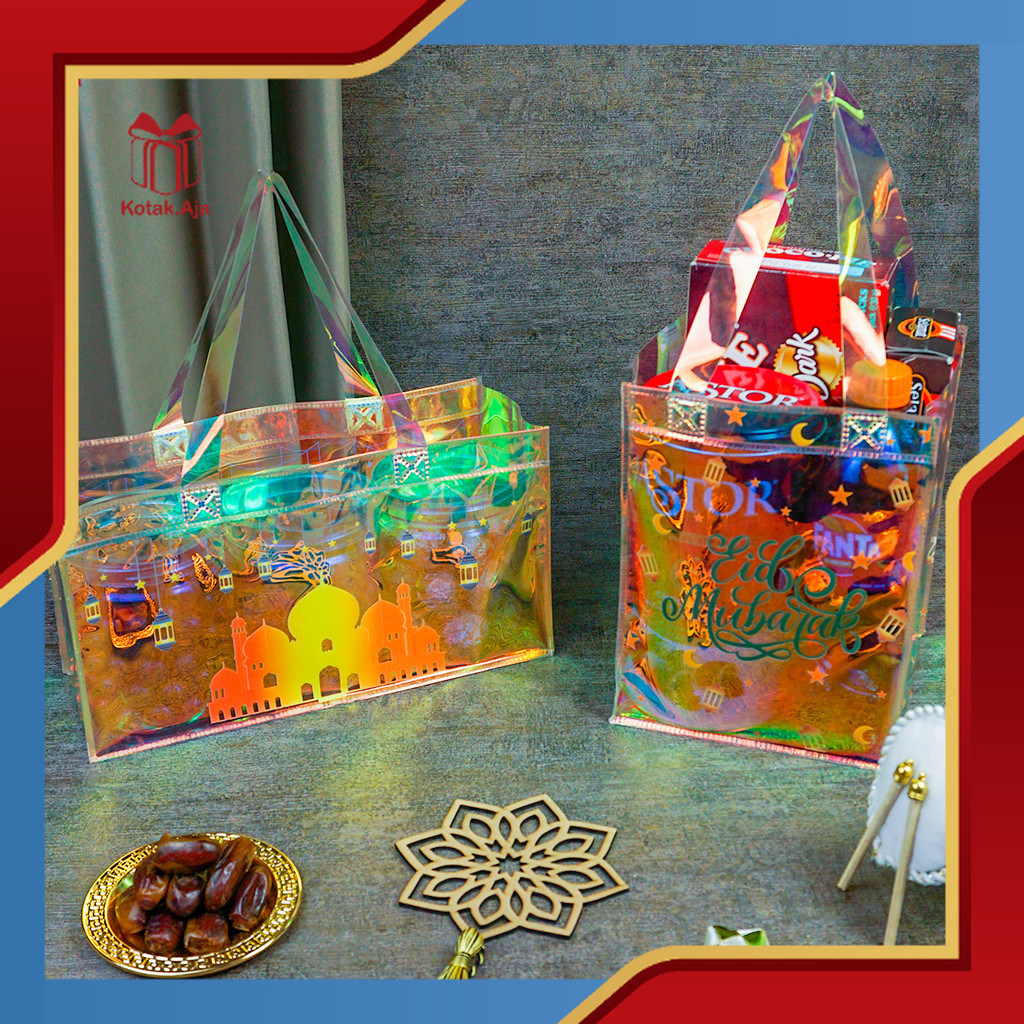

Tas Mika PVC Hologram Lebaran / Goodie Bag Lebaran / Tas Hampers Lebaran / Tas Parcel Lebaran I ACHP04-ACHP12