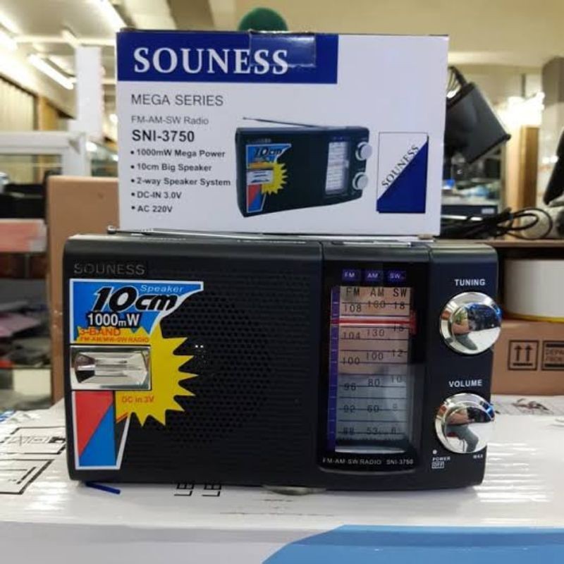 Radio Portable Radio FM Souness 3750 Radio Internasional Mini Speaker Jadul Klasik SNI-3750
