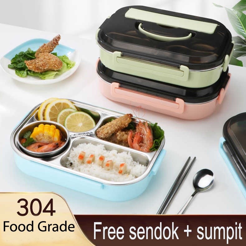 Kotak Makan Stainless Sekat 4 Lunch Box 4 Sekat Kotak Bekal Makan