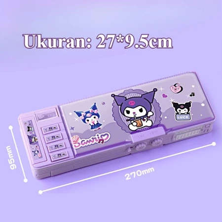 

Kuromi Kotak Pensil Lapis Ganda Berkapasitas Besar Pensil Password Multifungsi Lapis 9 in 1 Kotak